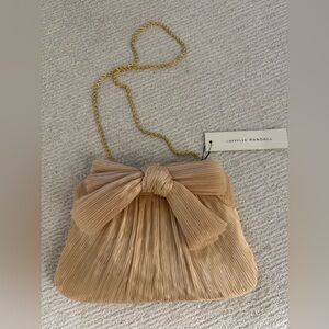 Loeffler Randall Rayne Almond Pleated Bow Bag NWT and dust bag original $250